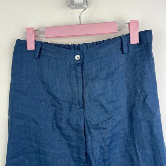 Idillio positano Blue 100% linen cropped pants women's size small - Picture 2 of 8